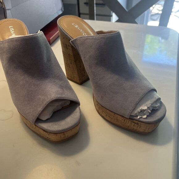 Lisa Vicky Nordstrom Shoes Joy-V Lavender Kid Suede Platform Slip-on Size 8.5 - Picture 2 of 7